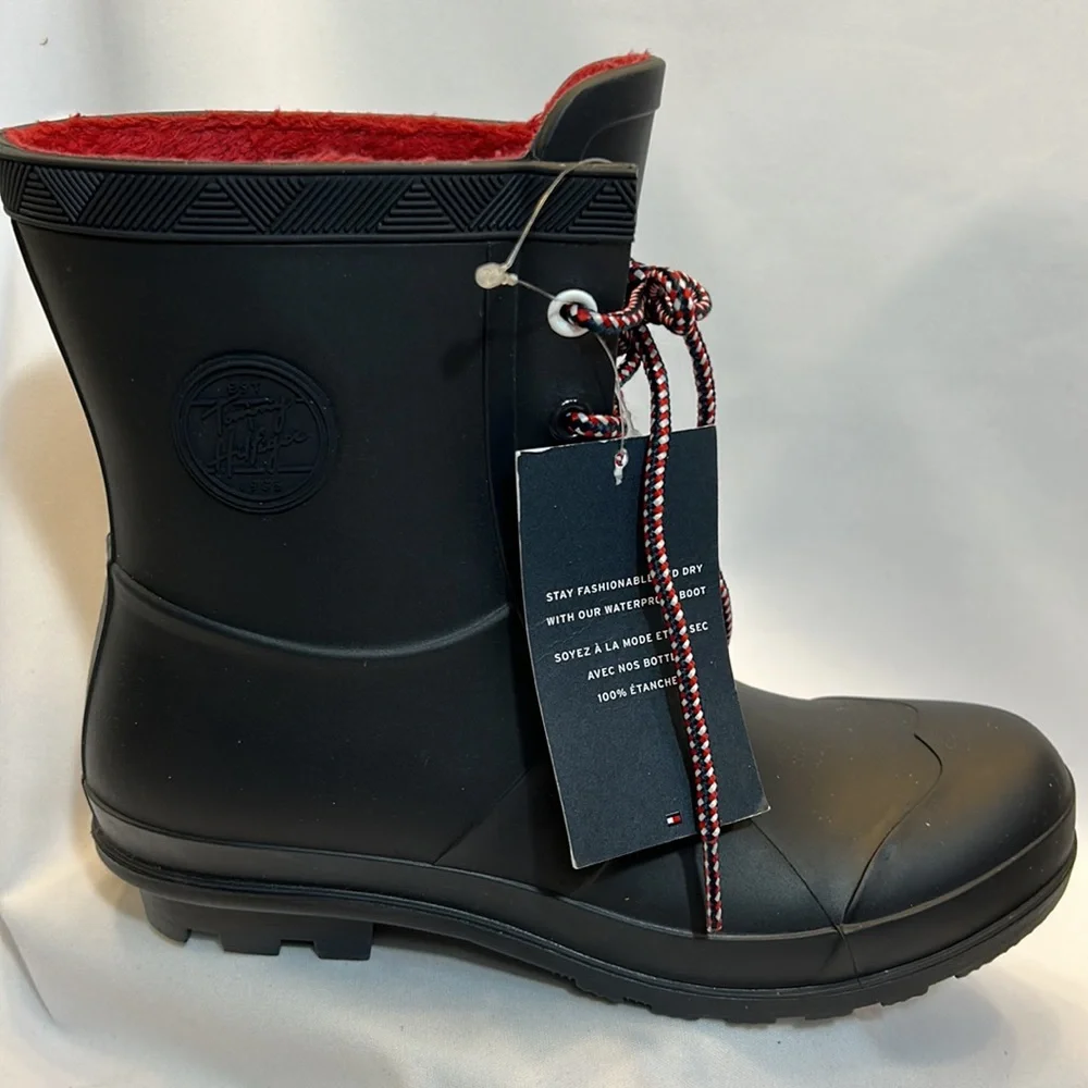 Tommy Hilfiger Rain Boots-Black-Size 6-  NWT No Box